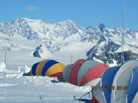 The communications mast at Union Glacier Camp
